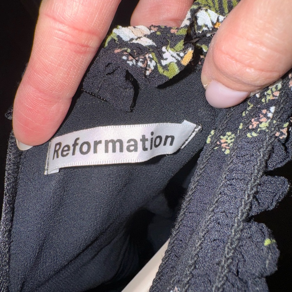 Reformation Black Floral Long Sleeve Dress - Picture 5 of 6
